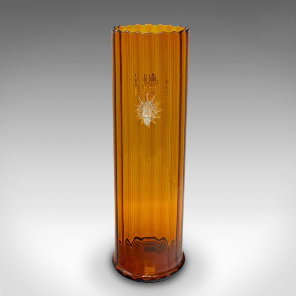 Tall Vintage Ribbed Vase, French, Art Glass, Flower Sleeve, Art Deco, Circa 1930