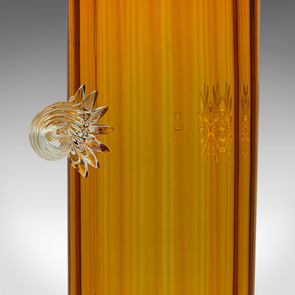 Tall Vintage Ribbed Vase, French, Art Glass, Flower Sleeve, Art Deco, Circa 1930