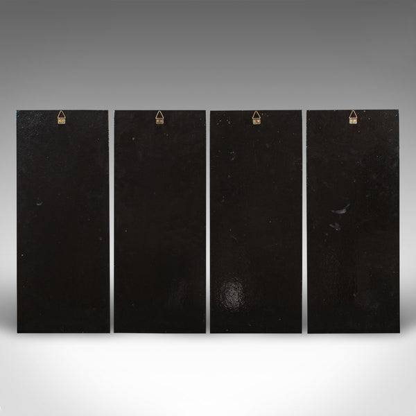 Vintage Set Of Wall Panels, Chinese, Lacquer, Mother of Pearl, Oriental Display