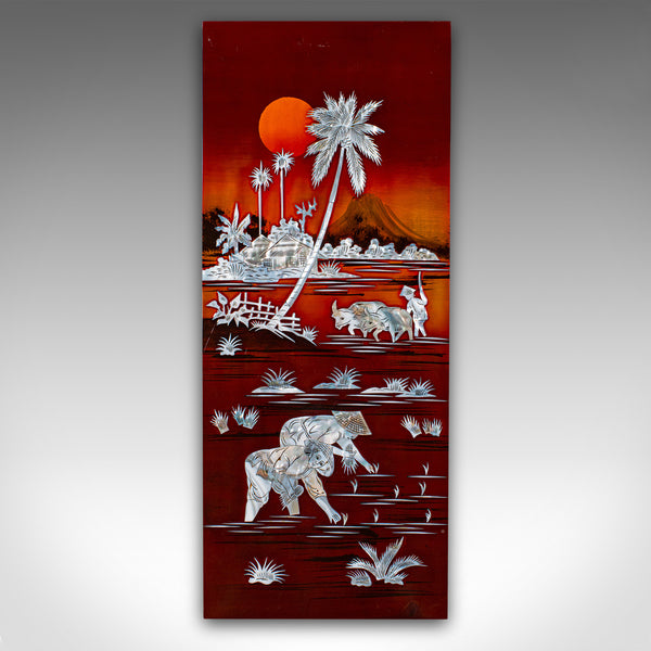 Vintage Set Of Wall Panels, Chinese, Lacquer, Mother of Pearl, Oriental Display