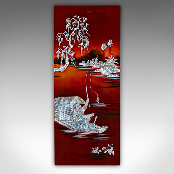 Vintage Set Of Wall Panels, Chinese, Lacquer, Mother of Pearl, Oriental Display