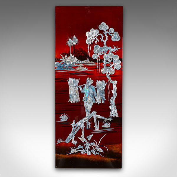 Vintage Set Of Wall Panels, Chinese, Lacquer, Mother of Pearl, Oriental Display
