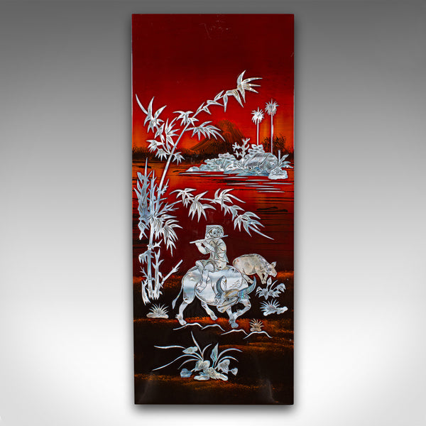 Vintage Set Of Wall Panels, Chinese, Lacquer, Mother of Pearl, Oriental Display