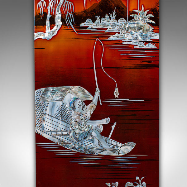 Vintage Set Of Wall Panels, Chinese, Lacquer, Mother of Pearl, Oriental Display