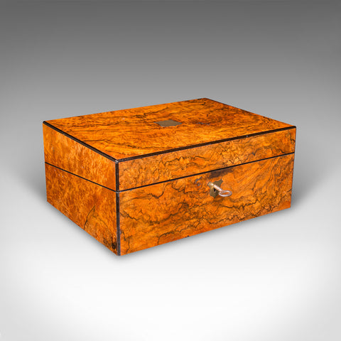 Antique Gentleman's Writing Slope, English, Walnut Correspondence Box, Victorian
