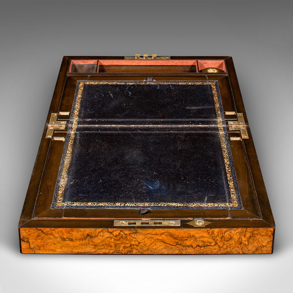 Antique Gentleman's Writing Slope, English, Walnut Correspondence Box, Victorian