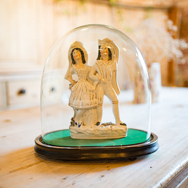 Wide Antique Clock Dome, English, Glass, Pine, Display Showcase, Victorian, 1860
