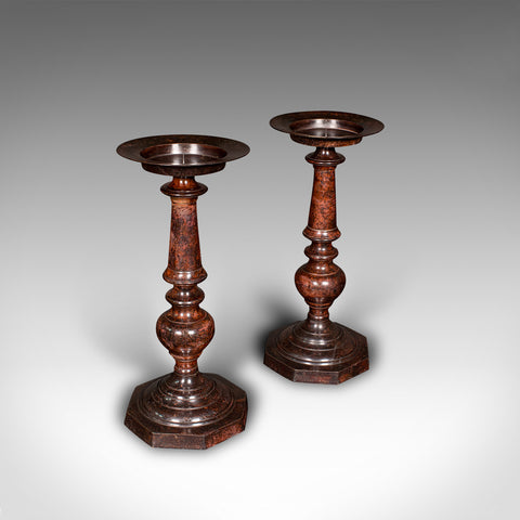 Pair Of Vintage Candle Prickets, English, Candlestick, Ecclesiastical, Art Deco