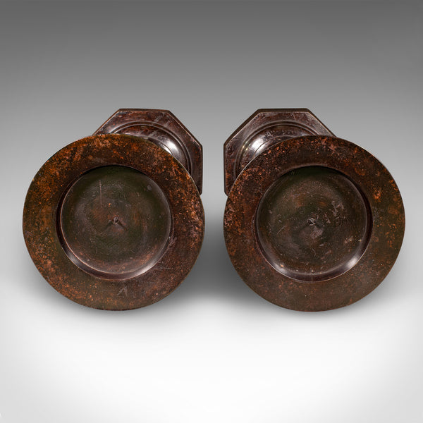 Pair Of Vintage Candle Prickets, English, Candlestick, Ecclesiastical, Art Deco