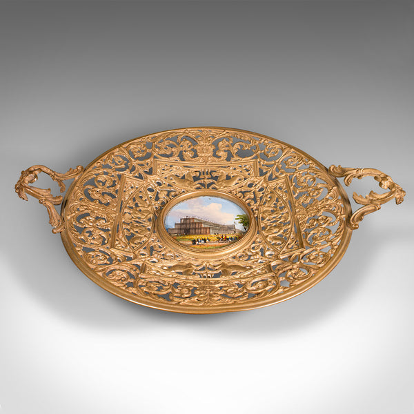 Antique Great Exhibition Fruit Dish, English, Gilt Metal Display Bowl, Victorian