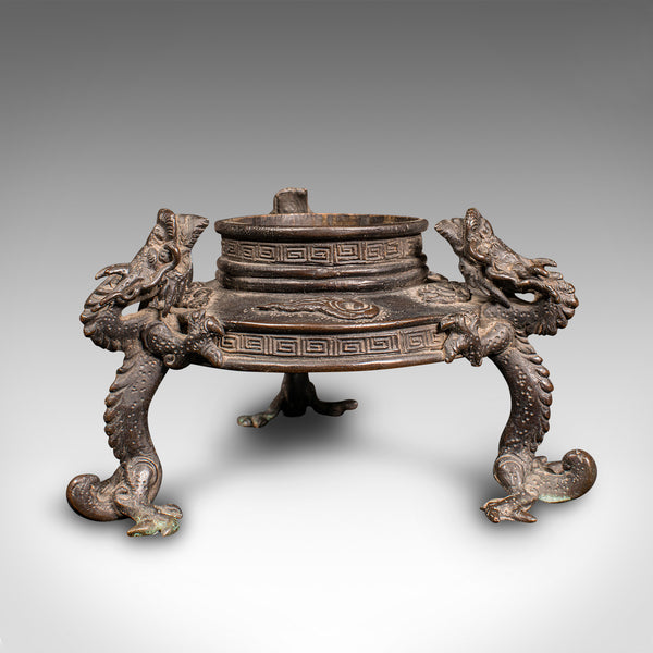 Antique Censer Bowl, Japanese, Bronze, Incense Burner, Dragon, Edo, Victorian