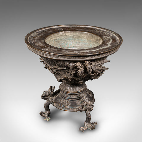 Antique Censer Bowl, Japanese, Bronze, Incense Burner, Dragon, Edo, Victorian