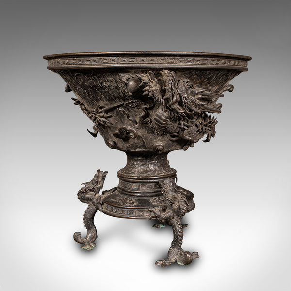 Antique Censer Bowl, Japanese, Bronze, Incense Burner, Dragon, Edo, Victorian