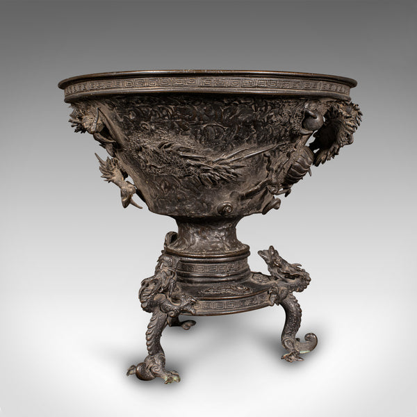 Antique Censer Bowl, Japanese, Bronze, Incense Burner, Dragon, Edo, Victorian