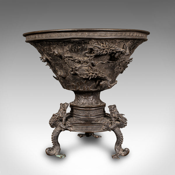 Antique Censer Bowl, Japanese, Bronze, Incense Burner, Dragon, Edo, Victorian