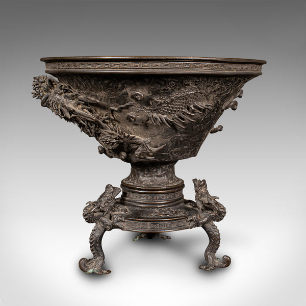 Antique Censer Bowl, Japanese, Bronze, Incense Burner, Dragon, Edo, Victorian