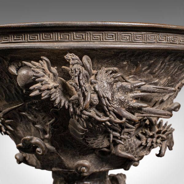 Antique Censer Bowl, Japanese, Bronze, Incense Burner, Dragon, Edo, Victorian
