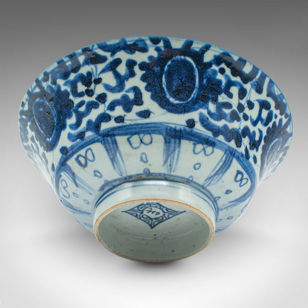 Pair Of Antique Blue and White Serving Bowls, Chinese, Ceramic, Dish, Victorian