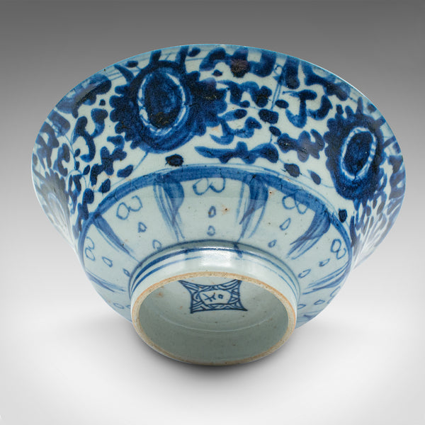 Pair Of Antique Blue and White Serving Bowls, Chinese, Ceramic, Dish, Victorian