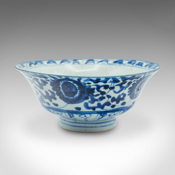 Pair Of Antique Blue and White Serving Bowls, Chinese, Ceramic, Dish, Victorian