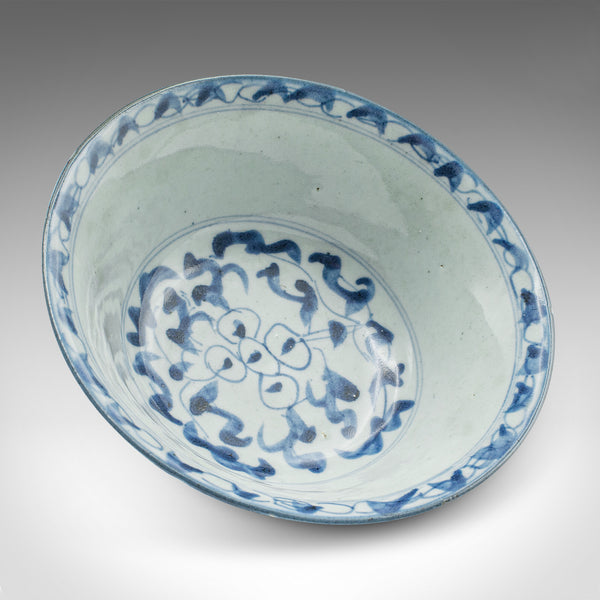 Pair Of Antique Blue and White Serving Bowls, Chinese, Ceramic, Dish, Victorian