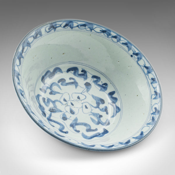Pair Of Antique Blue and White Serving Bowls, Chinese, Ceramic, Dish, Victorian