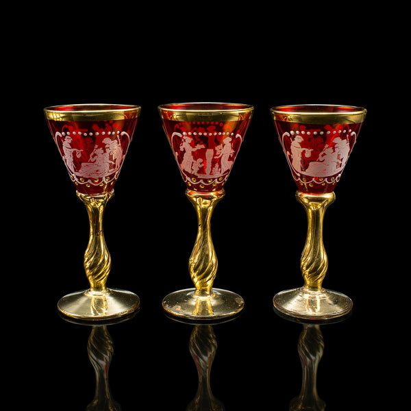 Vintage Aperitif Serving Set, Italian, Art Glass, Ewer, Wine Glasses, Circa 1970