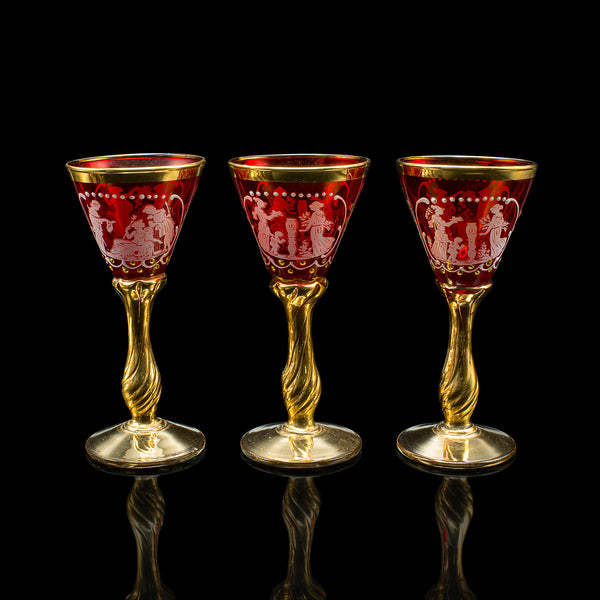Vintage Aperitif Serving Set, Italian, Art Glass, Ewer, Wine Glasses, Circa 1970