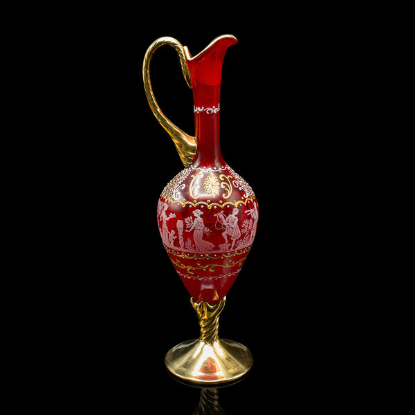 Vintage Aperitif Serving Set, Italian, Art Glass, Ewer, Wine Glasses, Circa 1970