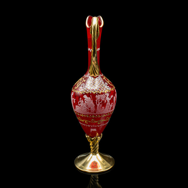 Vintage Aperitif Serving Set, Italian, Art Glass, Ewer, Wine Glasses, Circa 1970