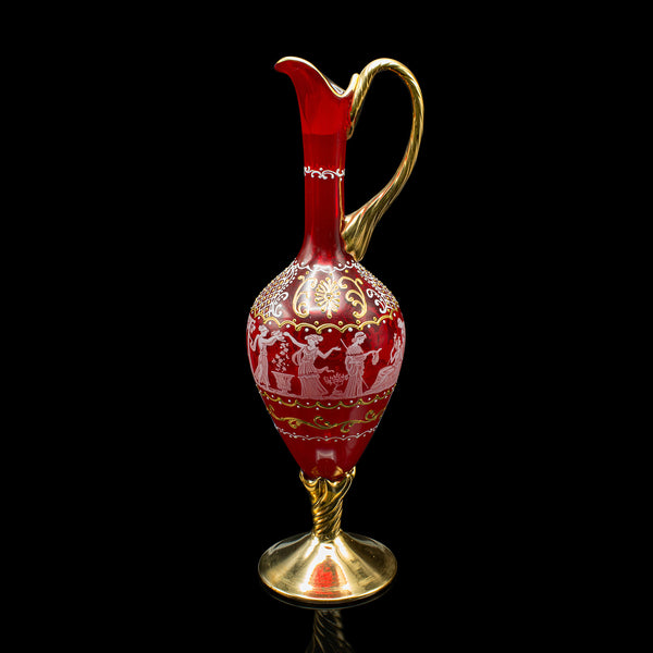 Vintage Aperitif Serving Set, Italian, Art Glass, Ewer, Wine Glasses, Circa 1970