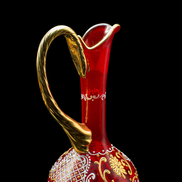 Vintage Aperitif Serving Set, Italian, Art Glass, Ewer, Wine Glasses, Circa 1970