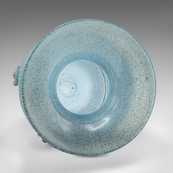 Vintage Frosted Display Vase, Italian, Glass, Ornamental, Flower Pot, Circa 1970