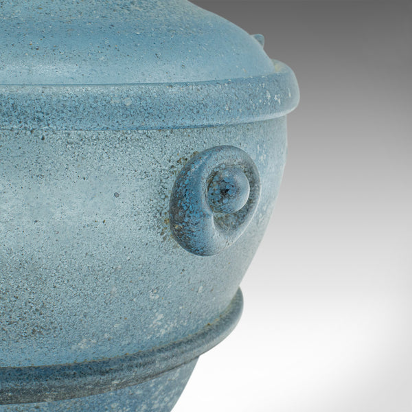 Vintage Frosted Display Vase, Italian, Glass, Ornamental, Flower Pot, Circa 1970