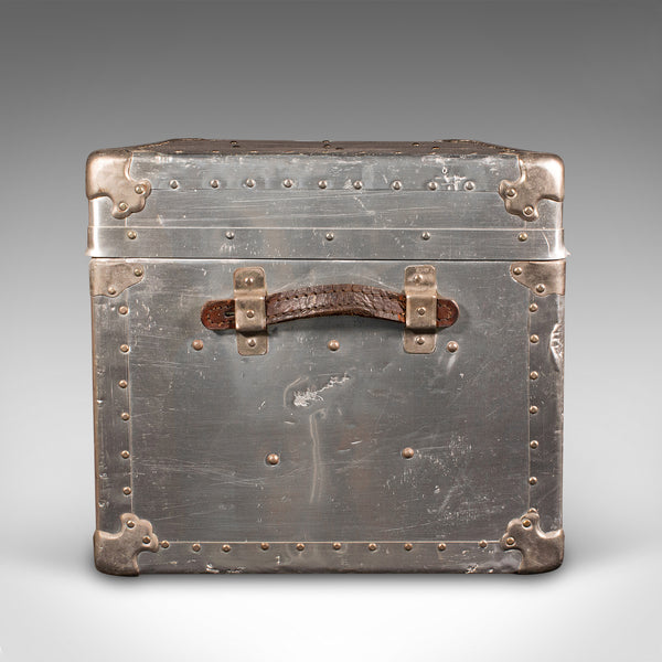 Antique Shipping Trunk, Continental, Aluminium, Travelling Chest, Edwardian