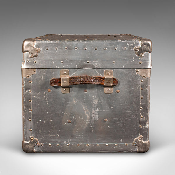 Antique Shipping Trunk, Continental, Aluminium, Travelling Chest, Edwardian