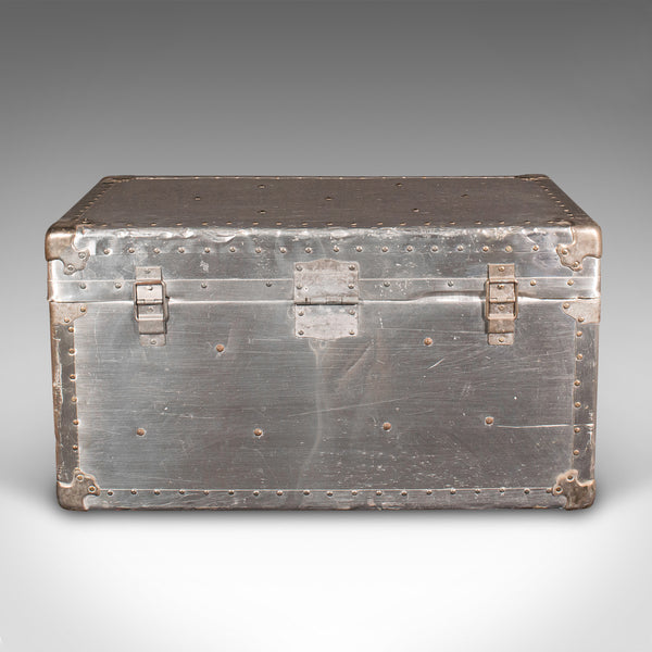 Antique Shipping Trunk, Continental, Aluminium, Travelling Chest, Edwardian