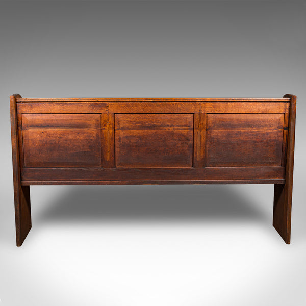 Antique Panelled Church Pew, English, Oak Bench, Ecclesiastic, Victorian, C.1850