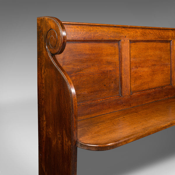 Antique Panelled Church Pew, English, Oak Bench, Ecclesiastic, Victorian, C.1850