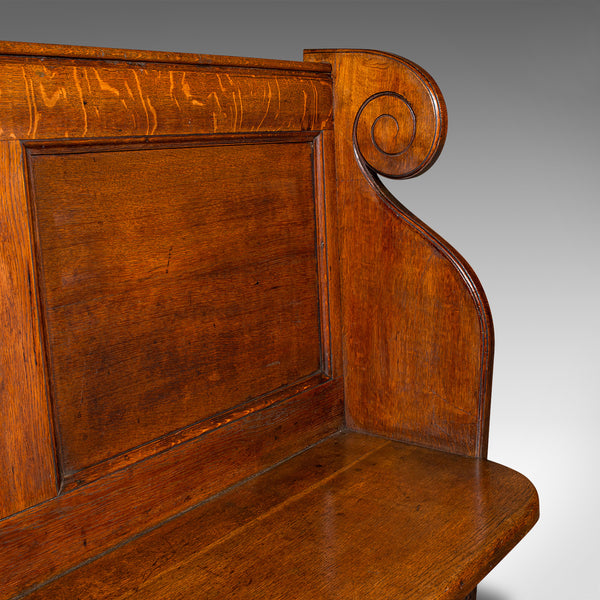 Antique Panelled Church Pew, English, Oak Bench, Ecclesiastic, Victorian, C.1850