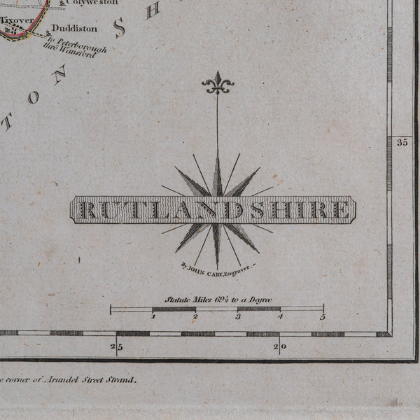 Antique County Map, Rutlandshire, Framed Atlas Cartography, John Cary, Georgian