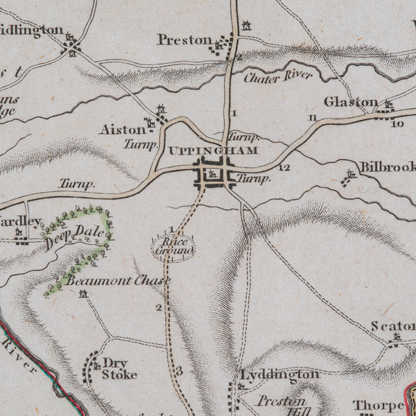 Antique County Map, Rutlandshire, Framed Atlas Cartography, John Cary, Georgian