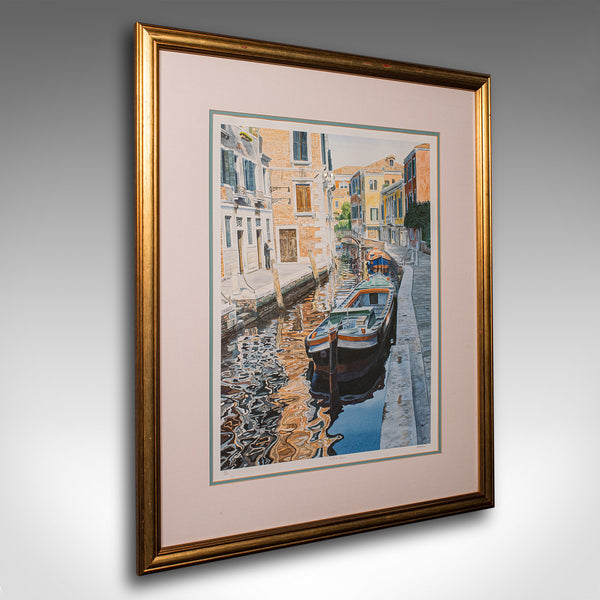 Contemporary Venetian Canal Print, English, Framed, Limited Edition, Hand Signed