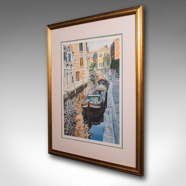 Contemporary Venetian Canal Print, English, Framed, Limited Edition, Hand Signed