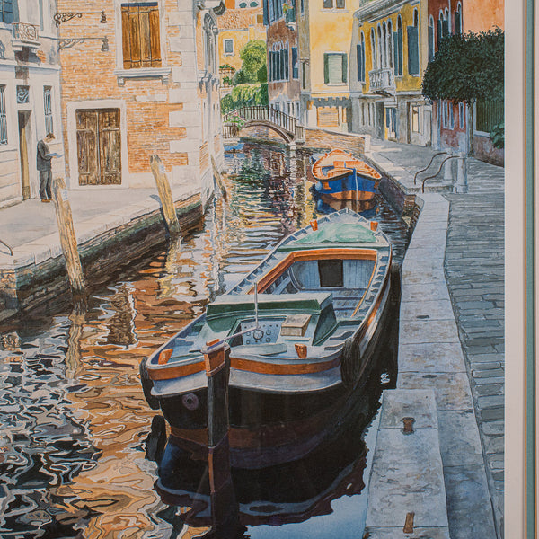 Contemporary Venetian Canal Print, English, Framed, Limited Edition, Hand Signed