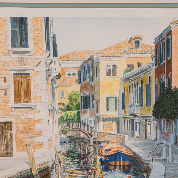 Contemporary Venetian Canal Print, English, Framed, Limited Edition, Hand Signed