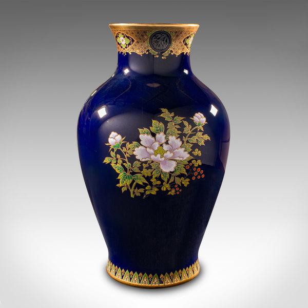 Vintage Golden Pheasant Vase, Chinese, Lacquer Ceramic Baluster Urn, Flower Pot