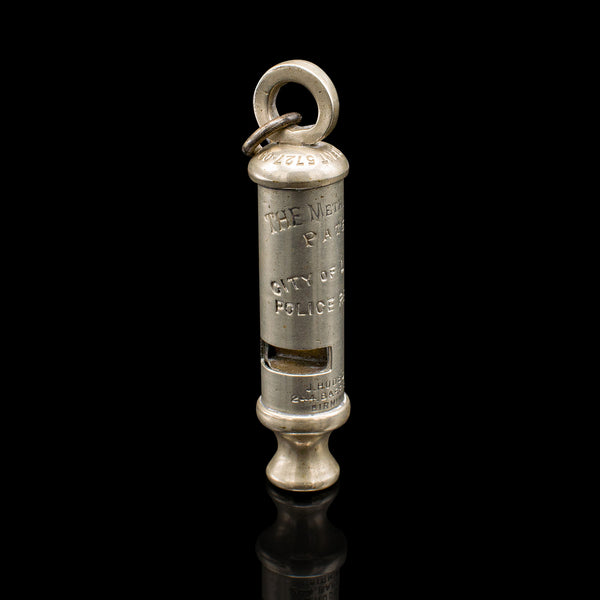 Antique London Police Whistle, English, Brass, Patented, J Hudson, Birmingham