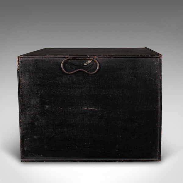 Antique Deed Box, English, Steel, Fall Front Keepsake Case, Office Storage, 1920