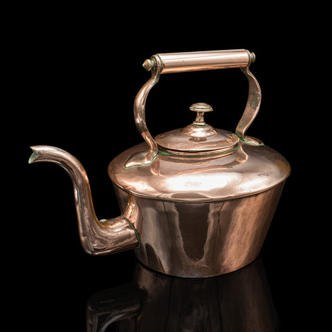 Antique Scullery Kettle, English, Copper, Stovetop Teapot, Victorian, Circa 1870